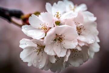 closeup of a beautiful blooming cherry blossom tree in spring
