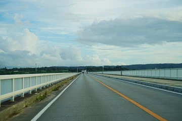 Keuken spatwand met foto Kouri Bridge with beautiful blue ocean in Kouri Island, Okinawa, Japan - 日本 沖縄 古宇利島 古宇利大橋  © Eric Akashi