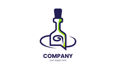 Chat Message Logo, with message bottle shape
