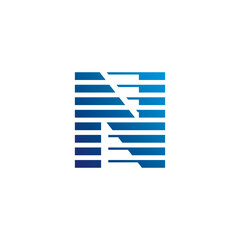 Stripe Letter N Logo Design 001