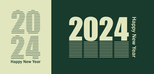 2024 typography design concept. Happy New Year 2024. Premium design and unique style for banners, posters and greetings.