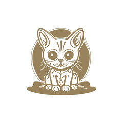 cat Halloween kitten skull bone skeleton symbol cartoon icon logo design