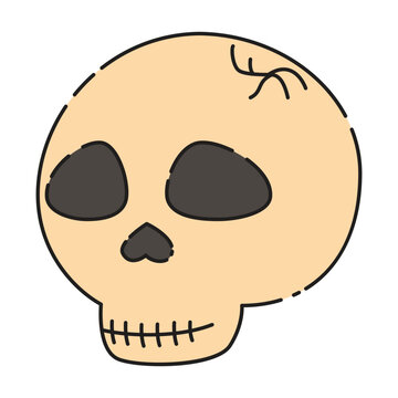 Skull with a crack magic item for witchcraft or decoration for Halloween