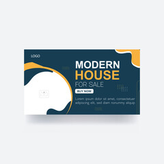 Modern house for sale social media  you tube video thumbnail home sale banner corporate background template