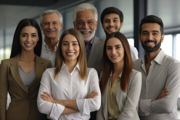 Beautiful Multy-Ethnic Business Team Looking at Camera and Smiling in Office