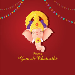 Ganesha The Lord Of Wisdom Vector Illustration. Happy Ganesh Chaturthi. Vector illustration of Lord Ganesha for Ganesh Chaturthi with background.