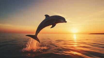 A dolphin fish jumping on a lake. 