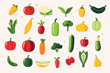 Collection of hand-drawn vegetable illustrations