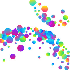 Modern falling confetti scatter vector illustration. Rainbow round elements new year decor. Cracker poppers flying confetti. Prize event decoration background. Joy particles.
