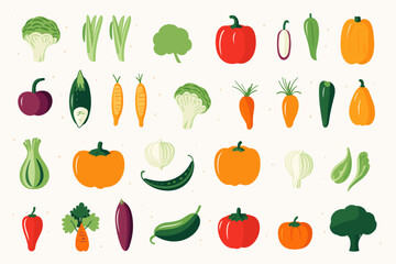Collection of hand-drawn vegetable illustrations