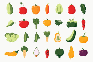Collection of hand-drawn vegetable illustrations