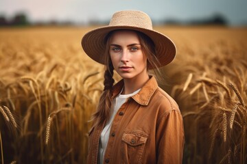Obraz premium shot of a young female farmer standing in rural farm