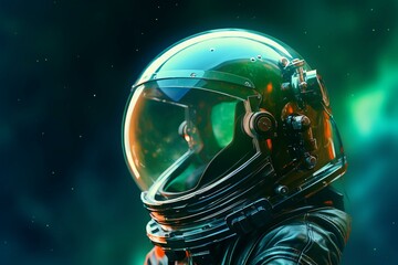 Astronaut Helmet's Starry Gaze: Created by AI