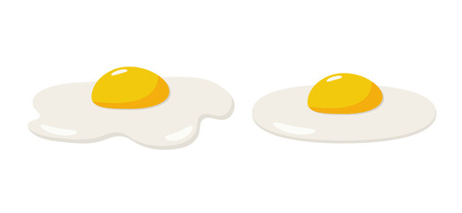 Fried eggs. Breakfast concept. Isolated on white background. Flat design.
