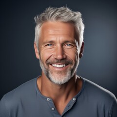 Obraz premium photo of middle aged man smiling dental campaign adv