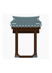 Editable Traditional Korean Hanok Door Building Vector Illustration for Artwork Element of Oriental History and Culture Related Design