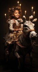Obraz premium A little girl riding on the back of a horse