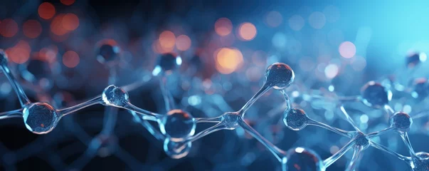 Fotobehang Microscopic view of molecular chains. Generative AI © Deivison