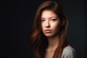 Fototapeta premium shot of a beautiful young woman standing against a gray background
