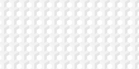 Fototapeta premium Seamless geometric hexagon cube pattern background. abstract cubes geometric white and gray color hexagon technology background. digital cube honeycomb Front view of white texture for background.