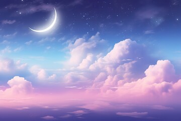 Obraz na płótnie Canvas Crescent moon sky wallpaper, aesthetic design background