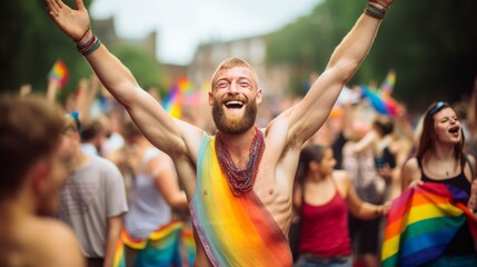 Fototapeta premium Photo of happy gay celebrating LGBTQIA+ community