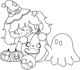 Halloween  cartoon spooky ghost