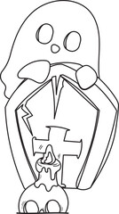 Halloween  cartoon spooky ghost