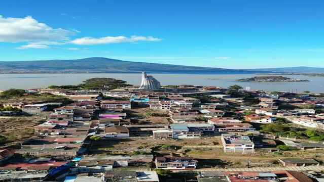 Vertical Aerial Video Capturing the Details of Janitzio Island in Patzcuaro