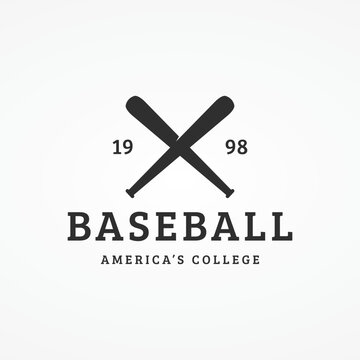 Retro vintage baseball logo design with baseball ball and stick concept. Logo for tournaments, labels, sports, championships.