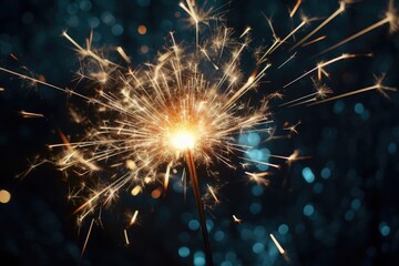 New Year's sparkler on a blue background