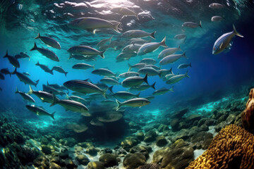 Fototapeta na wymiar Fish swimming in the ocean underwater