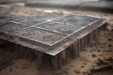 close-up of solar panels covered in dust and dirt