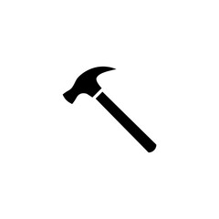 Hammer icon. Simple solid style. Hummer, metal, tool, hit, carpentry, construct, hardware, handyman, development concept. Black silhouette, glyph symbol. Vector isolated on white background. SVG.