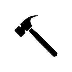 Hammer icon. Simple solid style. Hummer, metal, tool, hit, carpentry, construct, hardware, handyman, development concept. Black silhouette, glyph symbol. Vector isolated on white background. SVG.