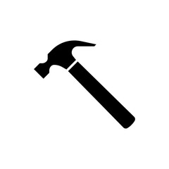 Hammer icon. Simple solid style. Hummer, metal, tool, hit, carpentry, construct, hardware, handyman, development concept. Black silhouette, glyph symbol. Vector isolated on white background. SVG.