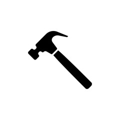 Hammer icon. Simple solid style. Hummer, metal, tool, hit, carpentry, construct, hardware, handyman, development concept. Black silhouette, glyph symbol. Vector isolated on white background. SVG.