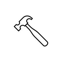 Hammer icon. Simple outline style. Hummer, metal, tool, hit, carpentry, construct, hardware, handyman, development concept. Thin line symbol. Vector isolated on white background. SVG.