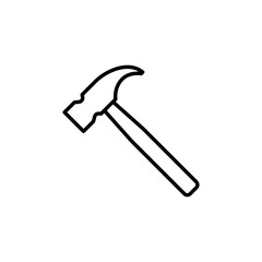 Hammer icon. Simple outline style. Hummer, metal, tool, hit, carpentry, construct, hardware, handyman, development concept. Thin line symbol. Vector isolated on white background. SVG.