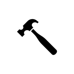 Hammer icon. Simple solid style. Hummer, metal, tool, hit, carpentry, construct, hardware, handyman, development concept. Black silhouette, glyph symbol. Vector isolated on white background. SVG.