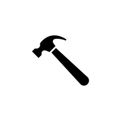 Hammer icon. Simple solid style. Hummer, metal, tool, hit, carpentry, construct, hardware, handyman, development concept. Black silhouette, glyph symbol. Vector isolated on white background. SVG.