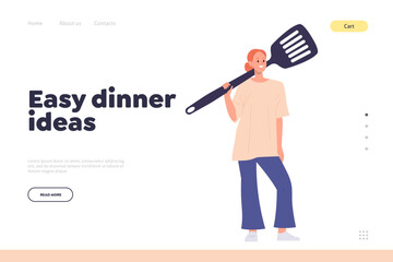 Landing page design website template digital service streaming easy dinner idea recipe for cooking