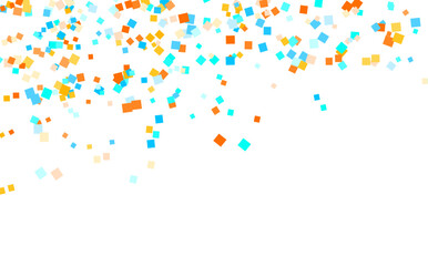 Confetti background. Colorful confetti on white background. Vector illustration.