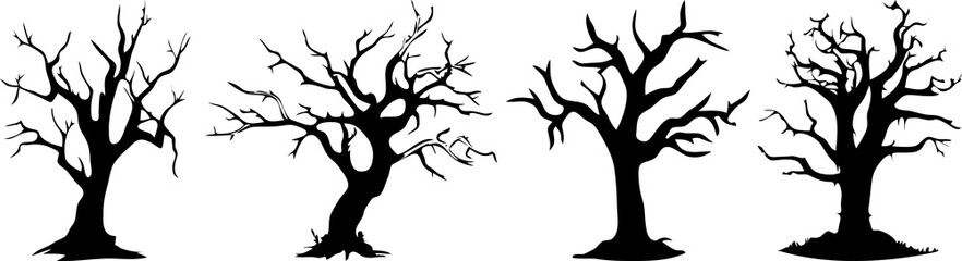 Eerie Dead Tree Silhouette, Horror Decorative Element