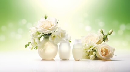 Obraz na płótnie Canvas Beautiful flower in vase background, close-up with soft focus, Generative AI illustration