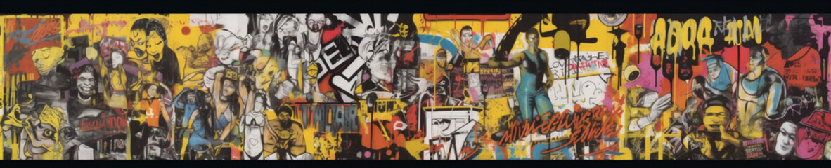 Obraz na płótnie Canvas paint spray yellow graffiti urban colourful modern banner art wall background. Generative AI.