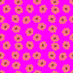 Retro groovy flowers seamless pattern. Vintage floral background. Abstract stylized botanical wallpaper.