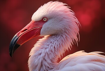 pink flamingo closeup, pink background