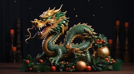 Fototapeta premium A statue of a dragon on a table