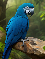 Obraz premium A blue parrot in forest ai generated.